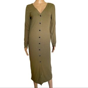 River Island long sleeve ribbed button dress